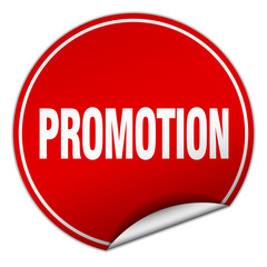 promotion round red sticker isolated on white