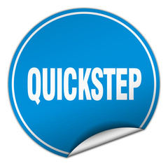 quickstep round blue sticker isolated on white