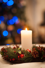 New Year tree decorations, Christmas tree, candle,