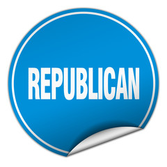 republican round blue sticker isolated on white