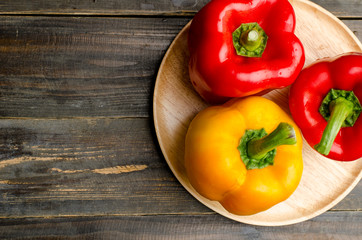 Bell pepper or sweet pepper on wooden background