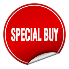 special buy round red sticker isolated on white