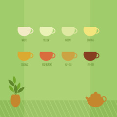 Vector illustration with cups of chinese tea