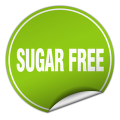 sugar free round green sticker isolated on white