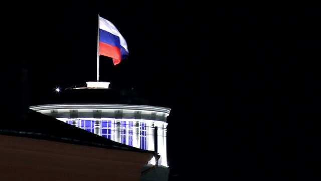 The video shows Flag of Russia to develop the wind