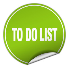 to do list round green sticker isolated on white