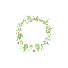 Frame with leaves and berries. Vector template for design