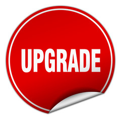 upgrade round red sticker isolated on white