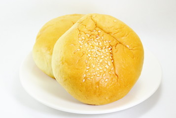 vegetarian bun topping white sesame on dish