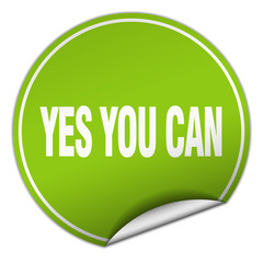 yes you can round green sticker isolated on white