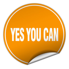 yes you can round orange sticker isolated on white