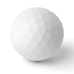 3d polygonal sphere with shadow on white