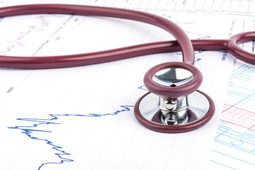 Cardiogram with stethoscope