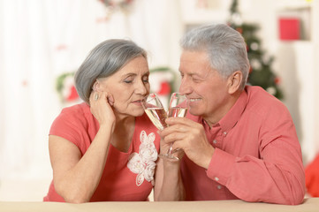 old couple celebrating new year