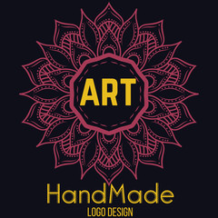 Ethnic logotype decorative element. Hand drawn elegant lineart logo design. Vector illustration. Islam, Arabic, Indian, ottoman motifs.