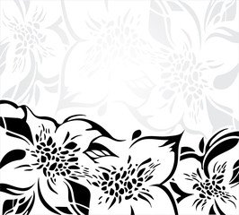 Fototapeta premium Black and white floral holiday background with decorative ornaments
