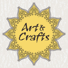 Ethnic logotype decorative element. Hand drawn elegant lineart logo design. Vector illustration. Islam, Arabic, Indian, ottoman motifs.