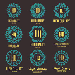 Oriental high quality logo templates set. Vector ethnic ornamental design for beauty salons, spa, massage, barber shops, saunas, healthcare and medicine.