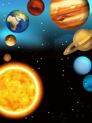 Obraz na płótnie Canvas The solar system - milky way - astronomy for kids - illustration for the children