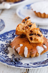 Pumpkin oat muffins with icing