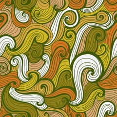 Yellow Doodle Waves Seamless Pattern