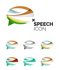 Set of abstract speech bubble and cloud icons, business logotype
