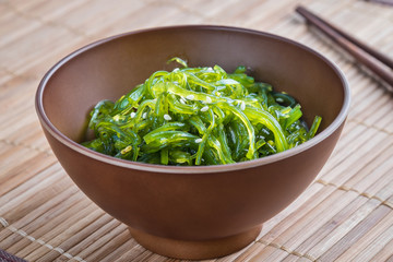 Seaweed salad in bowl, Japanese cuisine