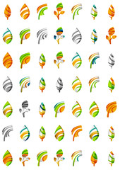 Set of abstract eco leaf icons, business logotype nature
