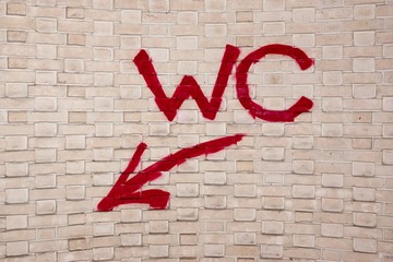 Graffiti Art Urban Wall Sign WC With Arrow