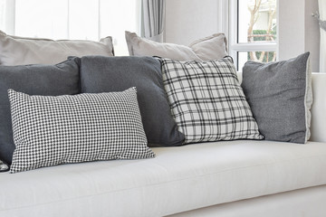 modern living room interior with black and white checked pattern