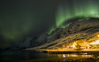 Aurora crown over mountain