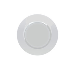 one isolated white porcelain plate on a white background