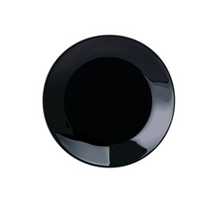 one isolated black porcelain plate on a white background