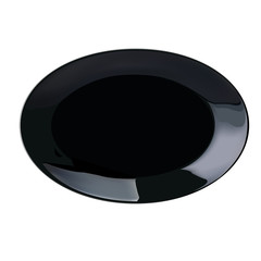 one isolated black porcelain plate on a white background
