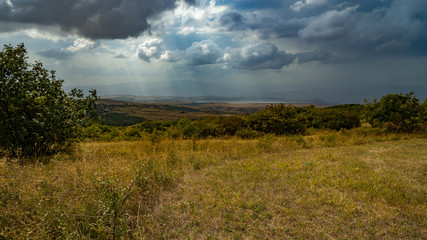 Fototapeta na wymiar Panorama with Tbilisi after the rain, Georgia