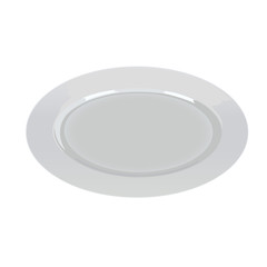 one isolated white porcelain plate on a white background