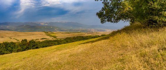 Wide view to hills near Tbilisi, Georgia
