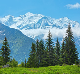 Mont Blanc mountain massif (view from Plaine Joux outskirts)