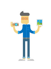 Photo Lifestyle Hipster with Mirrorless Camera