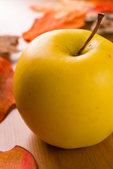 Apple with leaves