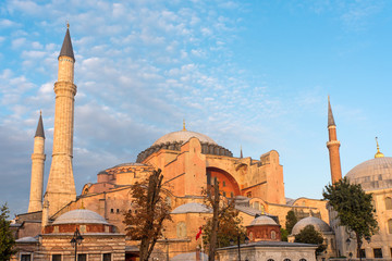 Fototapeta na wymiar The Hagia Sophia in Istanbul in the last sunlight