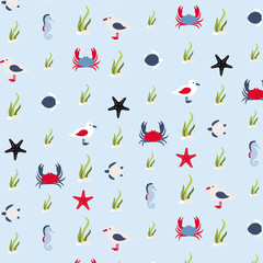 Seamless pattern in marine style