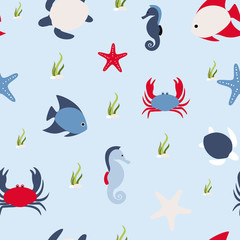 Seamless pattern in marine style