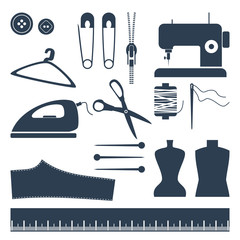 Editable Vector of Monochrome Sewing Equipment Illustration Icons Collection Set