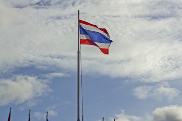The Flaunt Thailand flag, flagstaff With blue sky