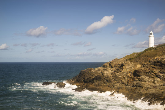 Vibrant Summer landscape image of Trevose head in Cornwall Engla