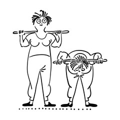Exercising old woman. Pilates poses set