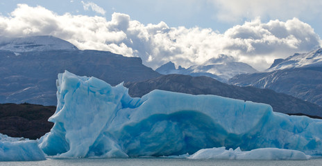 Fototapeta na wymiar Icebergs in the water, the glacier Perito Moreno. Argentina. An excellent illustration.