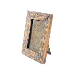 Isolated wood picture frame on white
