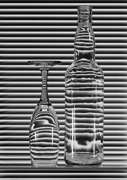 Empty bottle and glass